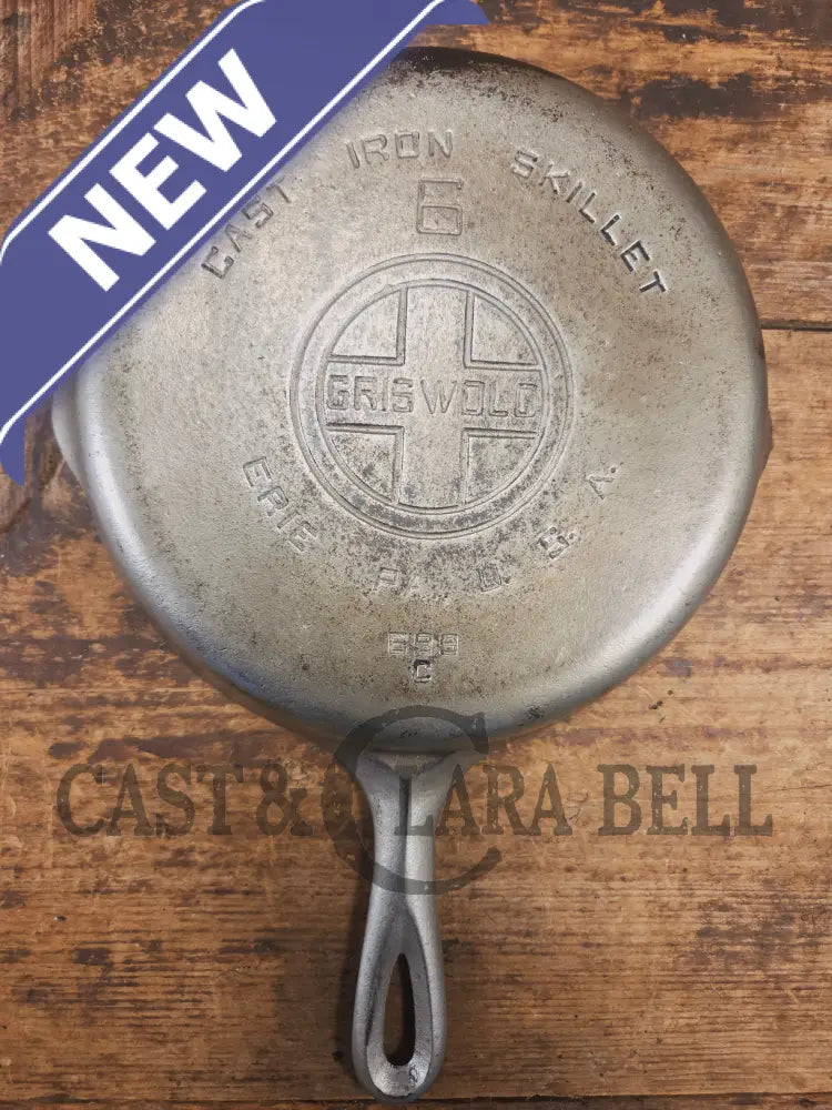 Unique! 1930’s Griswold #6 Duo-Chrome Skillet with Large Block Logo and Smooth Bottom 699 C - Skillet