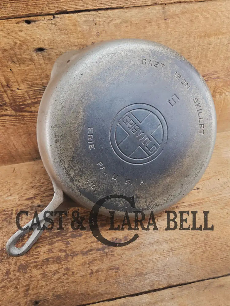 Unique! 1930’s Griswold #9 Duo-Chrome Skillet with Large Block Logo and Smooth Bottom 710 Skillet