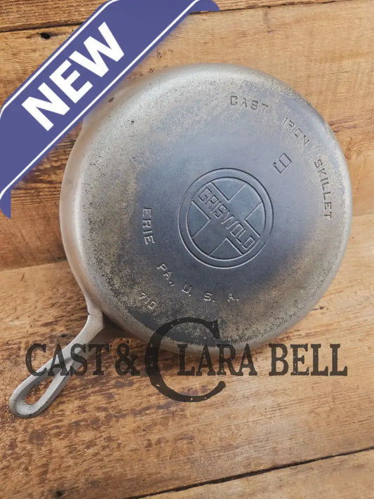 Unique! 1930’s Griswold #9 Duo-Chrome Skillet with Large Block Logo and Smooth Bottom 710 Skillet