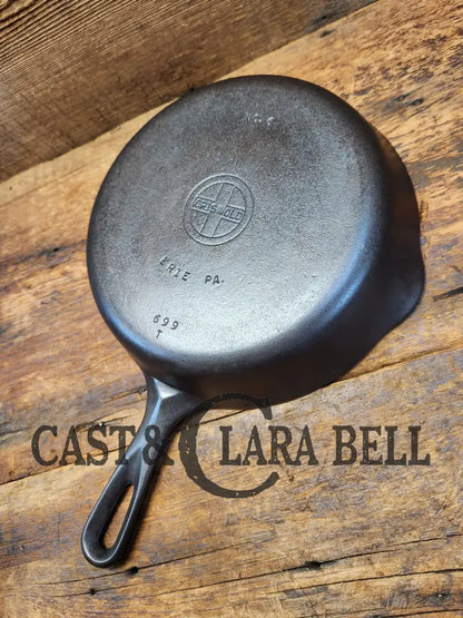 Unique! 1940’S Griswold #6 Cast Iron Skillet With Small Block Logo Flat Handle And Smooth Bottom