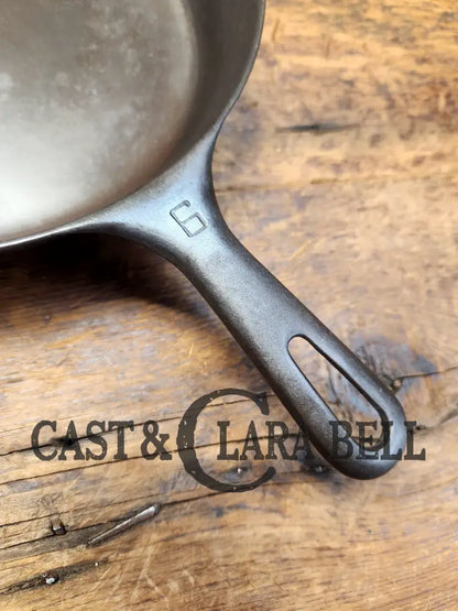 Unique! 1940’S Griswold #6 Cast Iron Skillet With Small Block Logo Flat Handle And Smooth Bottom