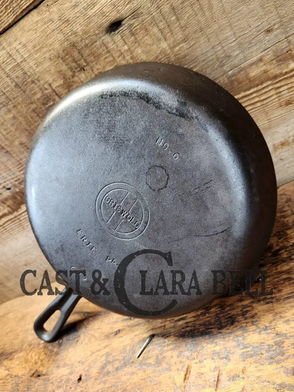 Unique! 1940’S Griswold #6 Cast Iron Skillet With Small Block Logo Grooved Handle And Smooth