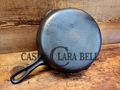 Unique! 1940’S Griswold #6 Cast Iron Skillet With Small Block Logo Grooved Handle And Smooth