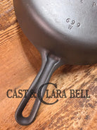 UNIQUE! 1940’s Griswold #6 Cast Iron Skillet with Small Block Logo Grooved Handle and Smooth Bottom 699 W - Skillet