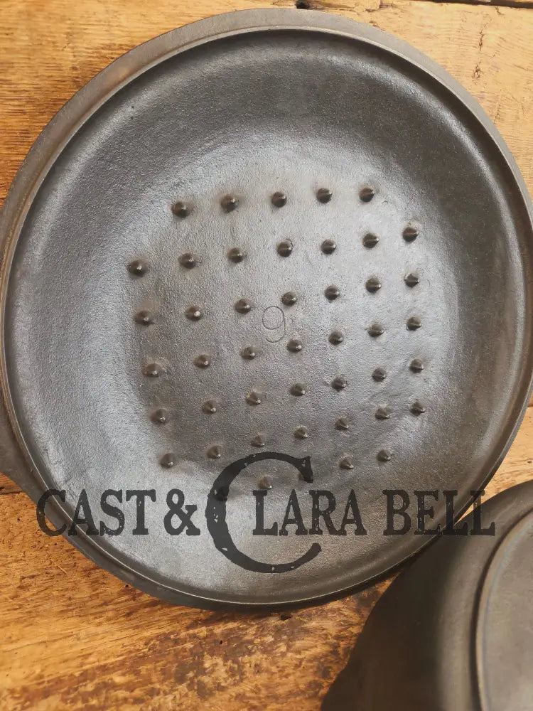 Unique! Early 1900’s Era Lodge #9 DEEP Cast Iron Skillet (Chicken Fryer) with No Notch Heat Ring - Skillet