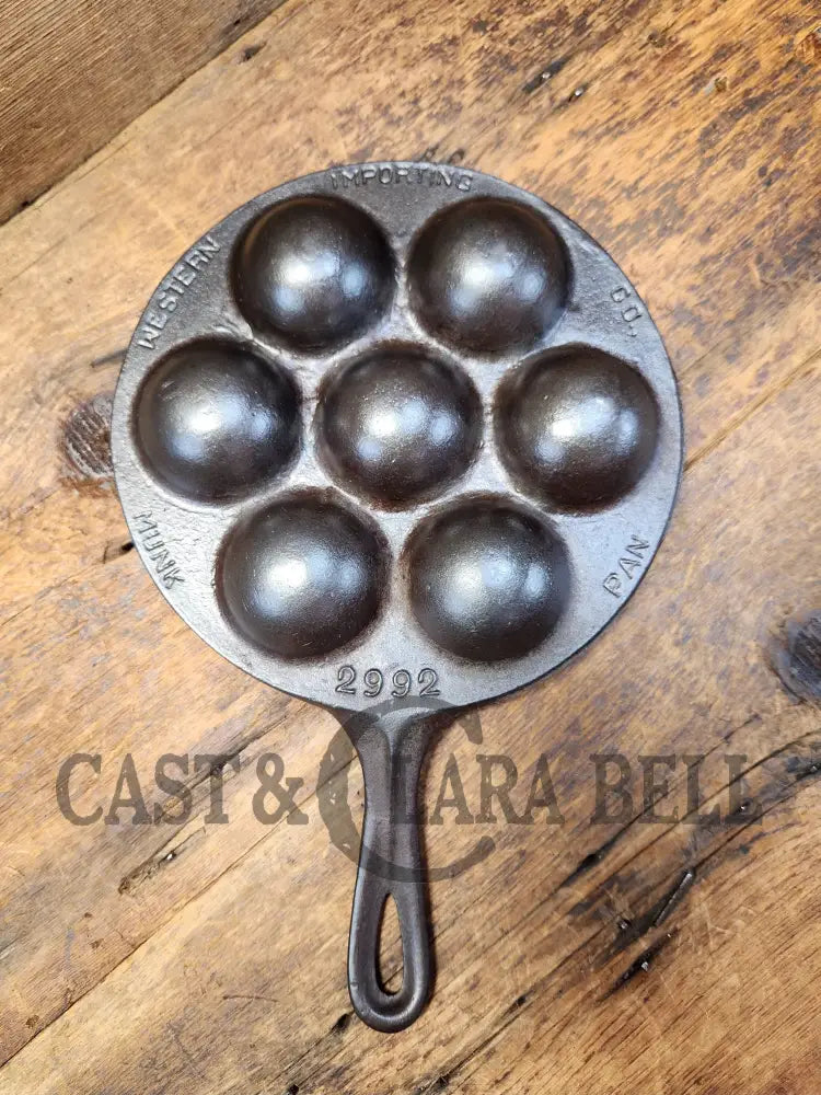 Unique! Fully Marked Western Foundry (Griswold Made) Munk Pan 2992. (Great For Eggs!) Restored And
