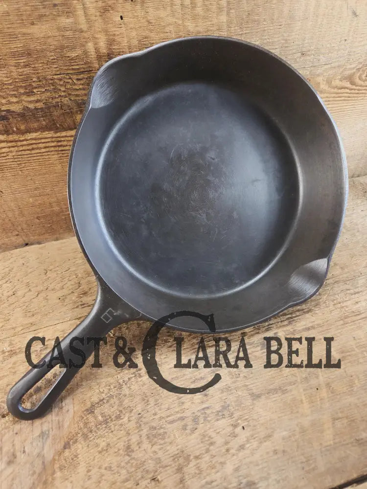 Unique! Grooved Handle Griswold No. 6 Skillet with Small Block Logo Smooth Bottom Erie PA 699 W. Restored and Ready to