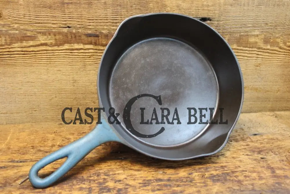 Very Cool And Htf Favorite Piqua Ware #5 Blue Enameled Cast Iron Skillet! Skillet