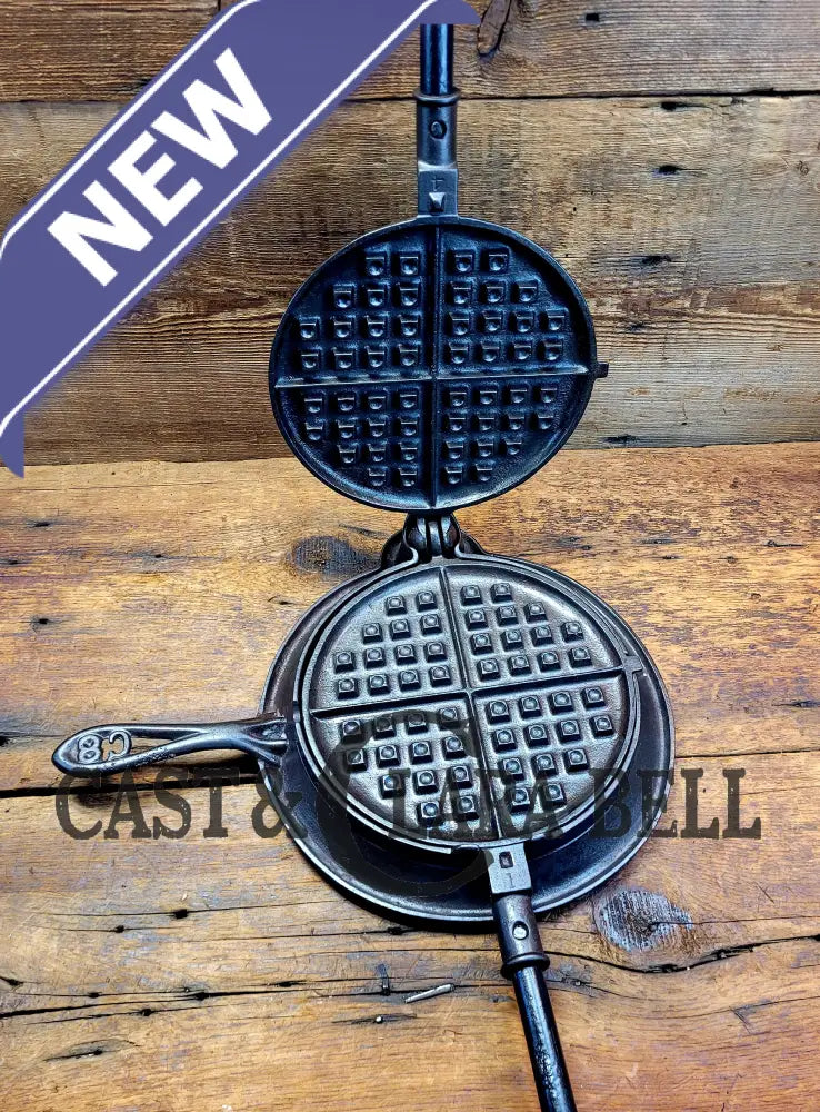 Very Cool! Early 1900’S Fanner Mfg Co No. 8 Crescent Cast Iron Waffle Maker With Low Base. Harder