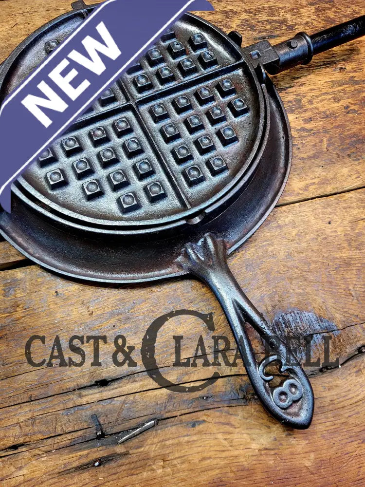 Very Cool! Early 1900’S Fanner Mfg Co No. 8 Crescent Cast Iron Waffle Maker With Low Base. Harder