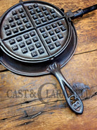 Very Cool! Early 1900’S Fanner Mfg Co No. 8 Crescent Cast Iron Waffle Maker With Low Base. Harder