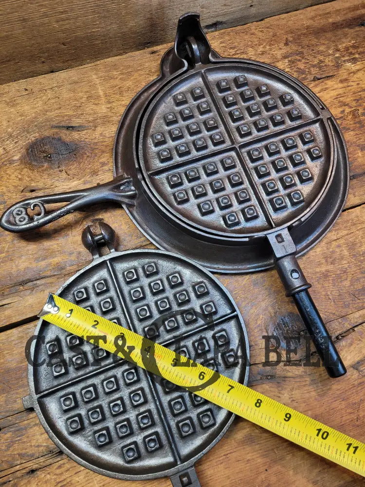 Very Cool! Early 1900’S Fanner Mfg Co No. 8 Crescent Cast Iron Waffle Maker With Low Base. Harder