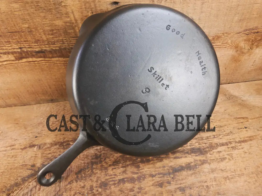Very cool skillet. Griswold’s Good Health #9 Cast Iron Skillet 659. Classic Department store piece! Skillet