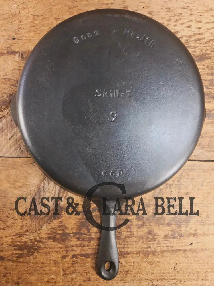 Very cool skillet. Griswold’s Good Health #9 Cast Iron Skillet 659. Classic Department store piece! Skillet