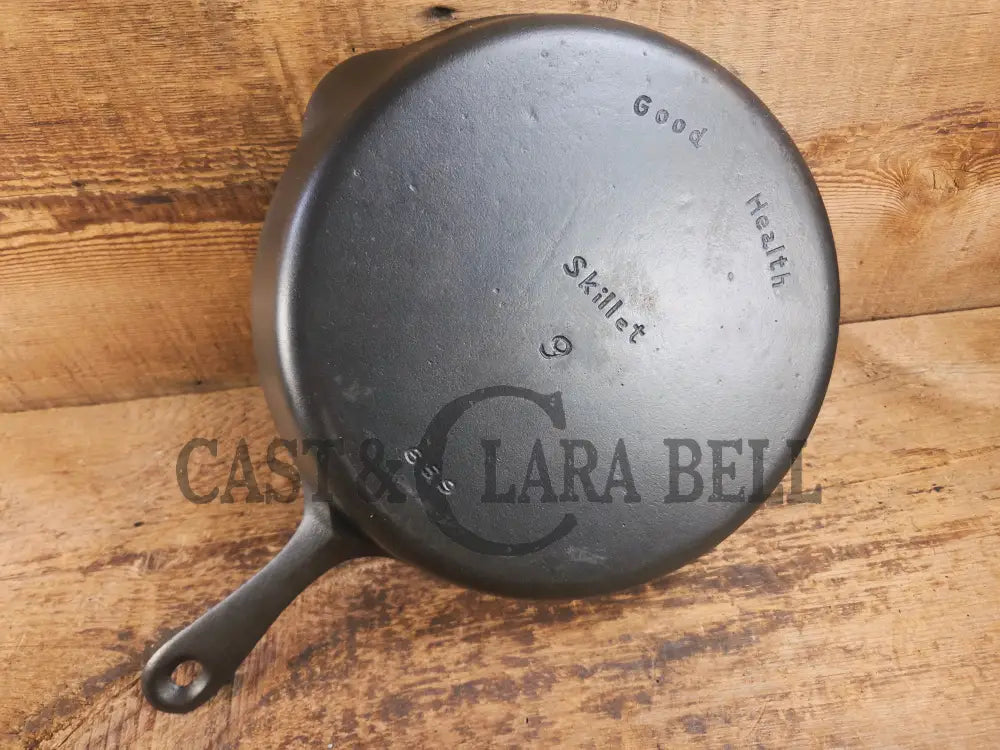 Very cool skillet. Griswold’s Good Health #9 Cast Iron Skillet 659. Classic Department store piece! Skillet