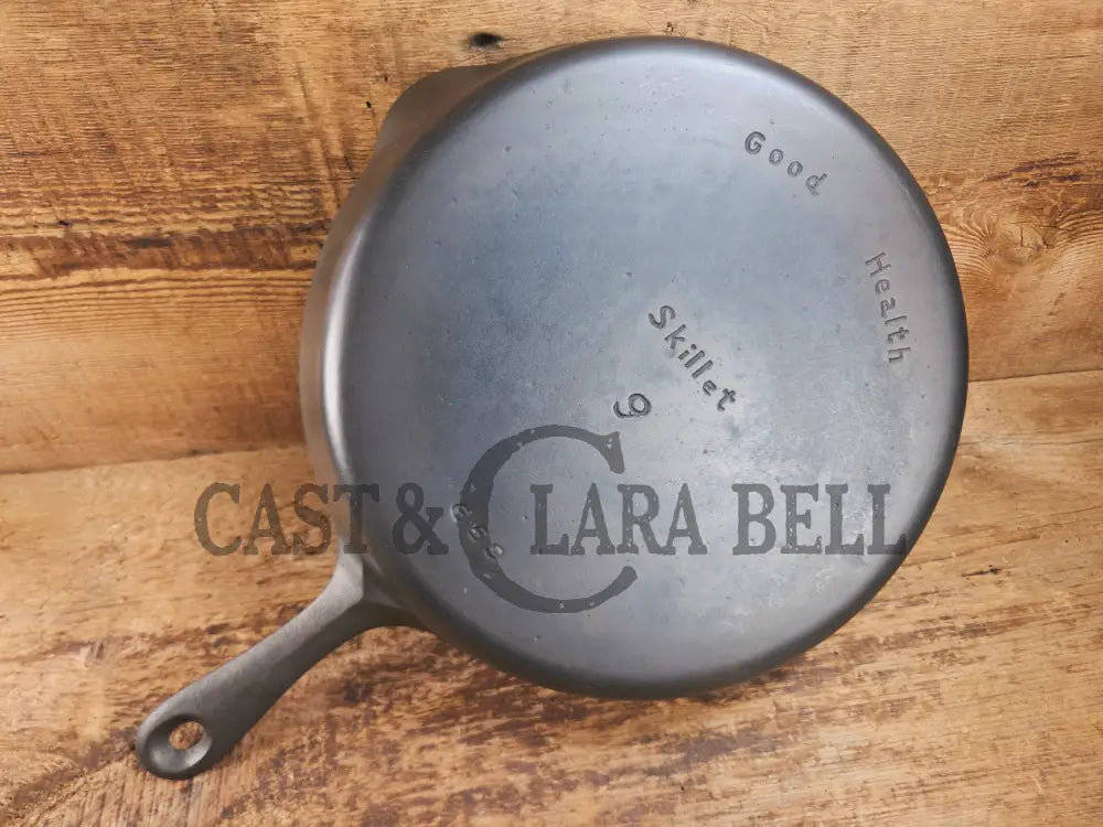 Very cool skillet. Griswold’s Good Health #9 Cast Iron Skillet 659. Classic Department store piece! Skillet