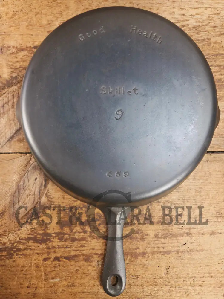 Very cool skillet. Griswold’s Good Health #9 Cast Iron Skillet 659. Classic Department store piece! Skillet
