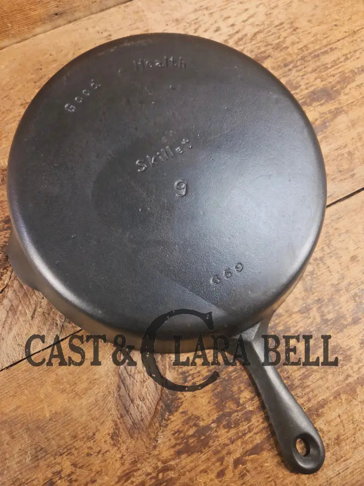 Very cool skillet. Griswold’s Good Health #9 Cast Iron Skillet 659. Classic Department store piece! Skillet