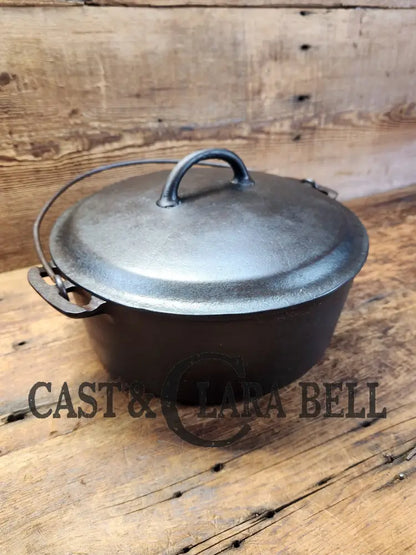 Very Early 1900’S Griswold #8 Cast Iron Dutch Oven With Matching 833 Lid Slant Logo ’Erie’