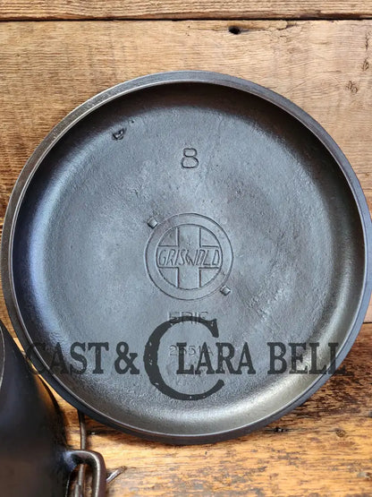 Very Early 1900’S Griswold #8 Cast Iron Dutch Oven With Matching 833 Lid Slant Logo ’Erie’