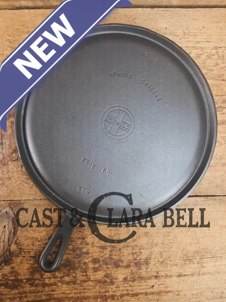 VERY handy GORGEOUS griddle! 1930’s Griswold No. 9 Handled Griddle with Small Block Logo 609. Makes Great grilled