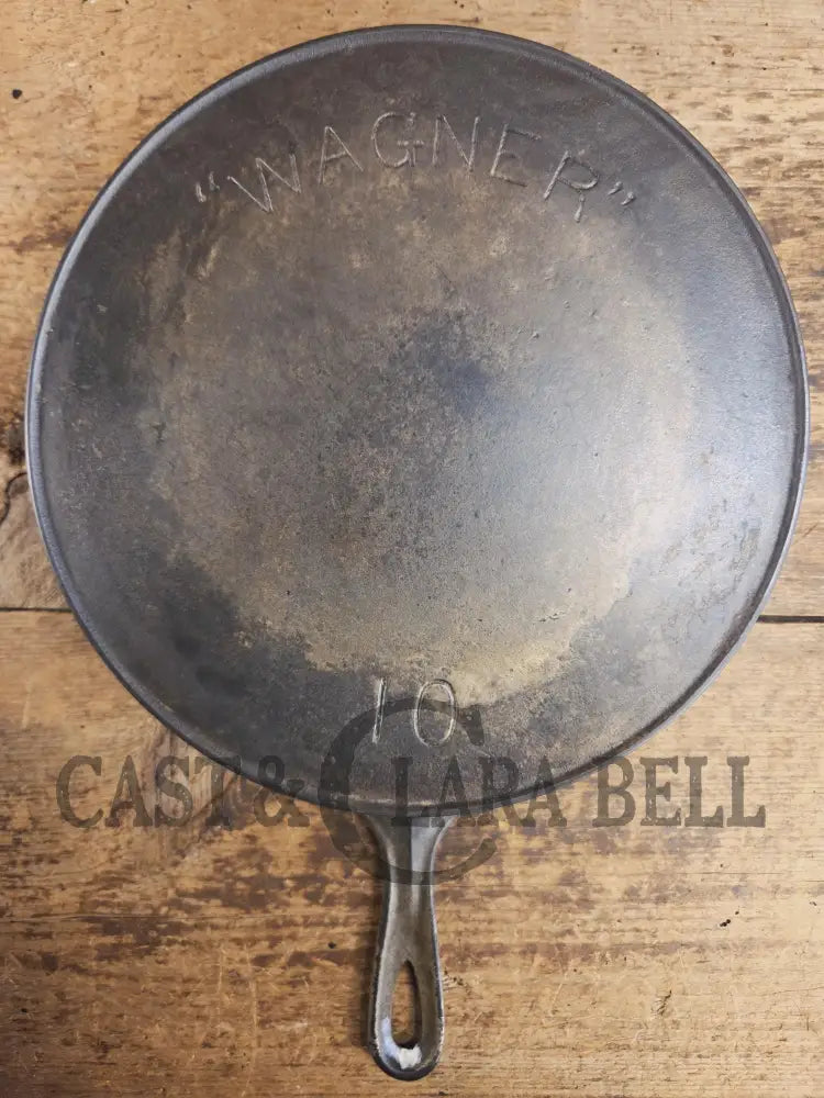 Very Rare 1890’s first series Wagner DEEP #10 Skillet. Nickel plated patina outside and black iron inside. What a