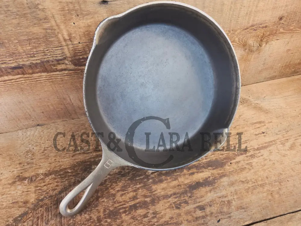 Very unique! 1930’s Griswold #8 Large Block Logo 704 R Cast Iron Skillet. Inside black iron outside nickel patina