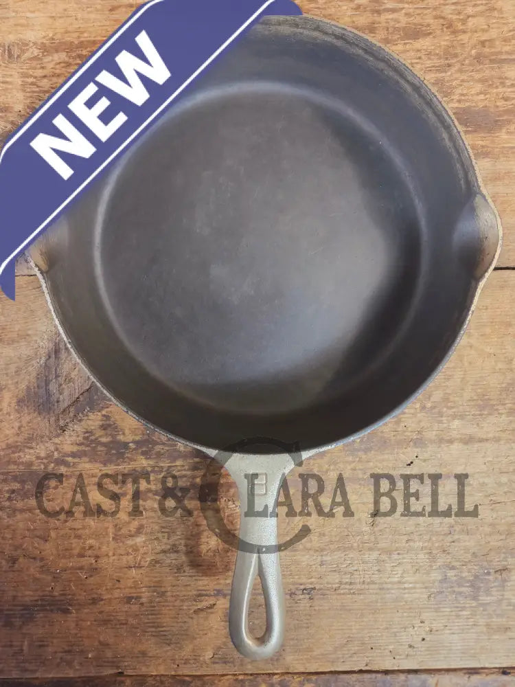 Very unique! 1930’s Griswold #8 Large Block Logo 704 R Cast Iron Skillet. Inside black iron outside nickel patina