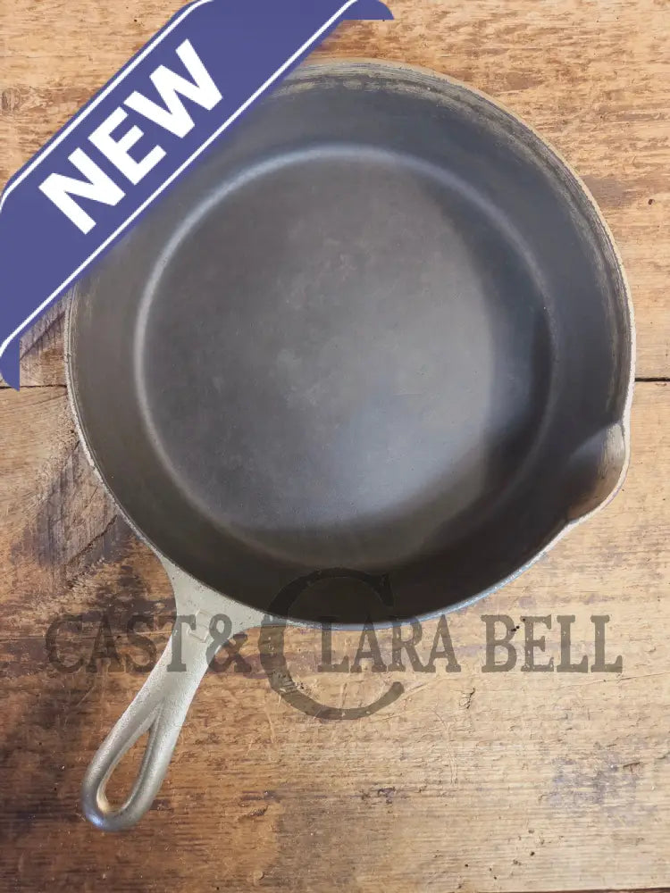 Very unique! 1930’s Griswold #8 Large Block Logo 704 R Cast Iron Skillet. Inside black iron outside nickel patina