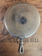 Very unique! 1930’s Griswold #8 Large Block Logo 704 R Cast Iron Skillet. Inside black iron outside nickel patina