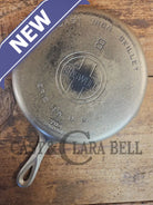 Very unique! 1930’s Griswold #8 Large Block Logo 704 R Cast Iron Skillet. Inside black iron outside nickel patina