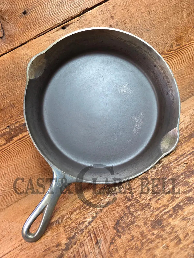 Very unique! 1930’s Griswold #8 Large Block Logo 704 S Cast Iron Skillet. Inside black iron outside chrome patina