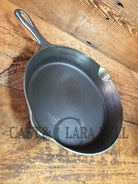 Very unique! 1930’s Griswold #8 Large Block Logo 704 S Cast Iron Skillet. Inside black iron outside chrome patina