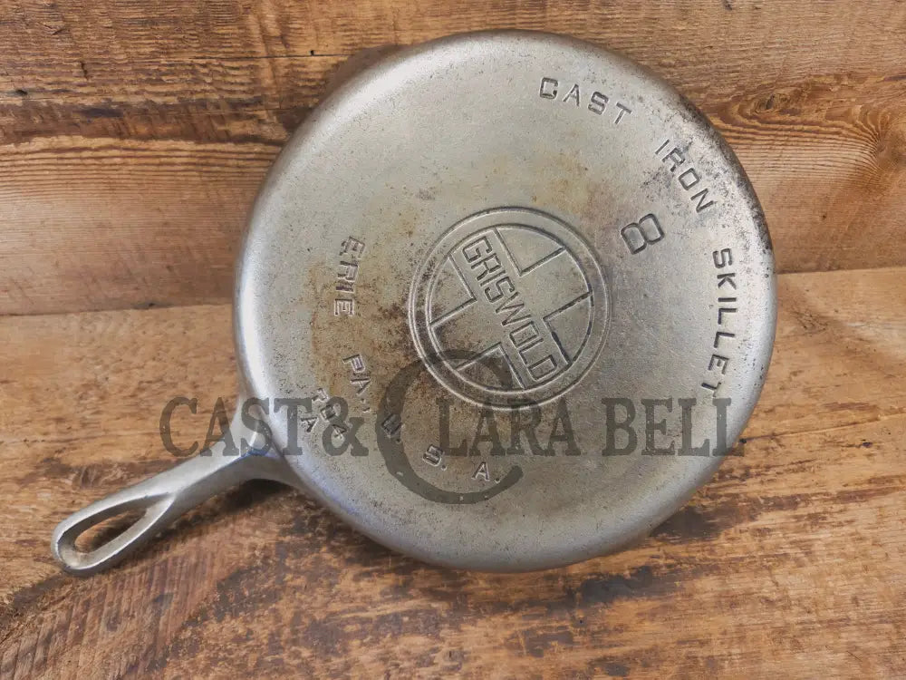 Very unique! 1930’s Griswold #8 Large Block Logo 704 A Cast Iron Skillet. Inside black iron outside chrome patina