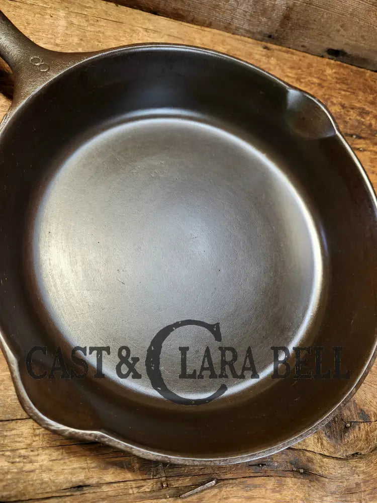 Wagner Ware #8 Cast Iron Skillet With Stylized Logo And Smooth Bottom 1058 J