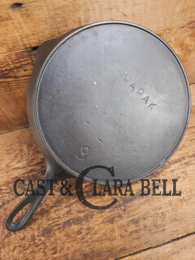 Wapak #8 straight logo with ’Ghost Mark Erie’ 704 Cast Iron Skillet Fully restored and seasoned ready to use! Skillet