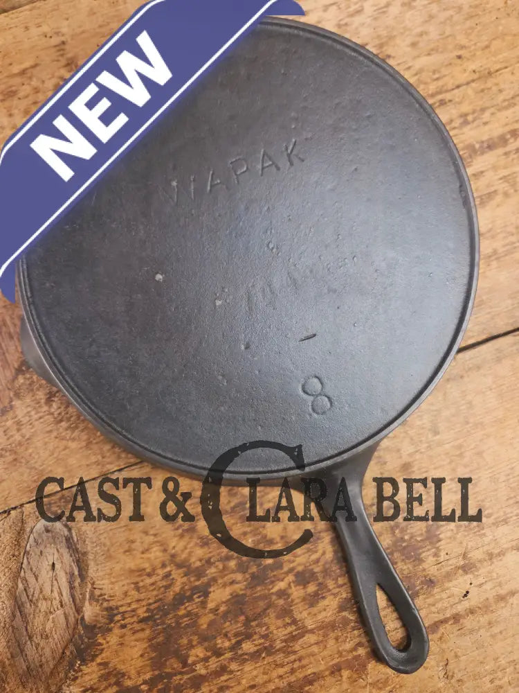 Wapak #8 straight logo with ’Ghost Mark Erie’ 704 Cast Iron Skillet Fully restored and seasoned ready to use! Skillet
