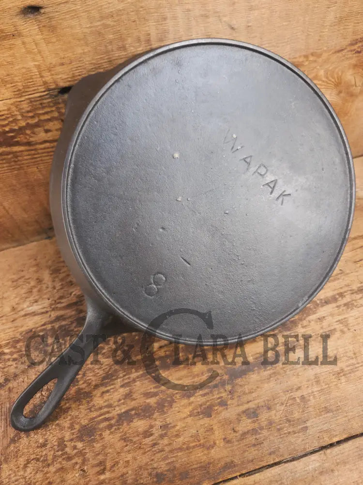 Wapak #8 straight logo with ’Ghost Mark Erie’ 704 Cast Iron Skillet Fully restored and seasoned ready to use! Skillet