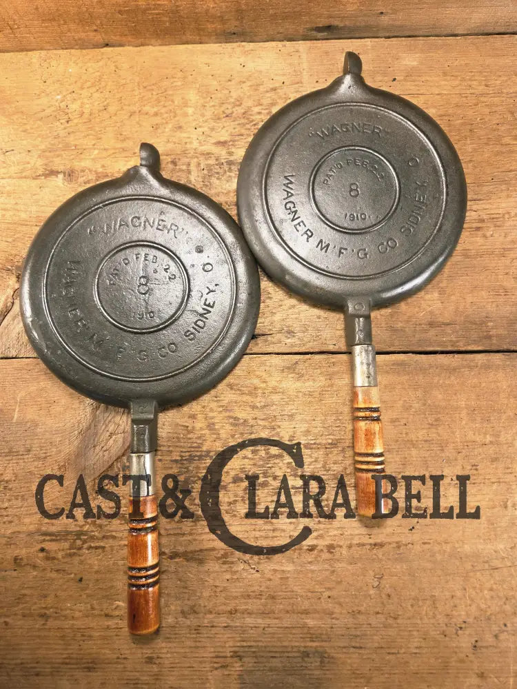 Whoa!! 1910’s Early Wagner ’Arc’ style logo Mfg Co. Sidney O #8 Waffle Iron with Short Base!