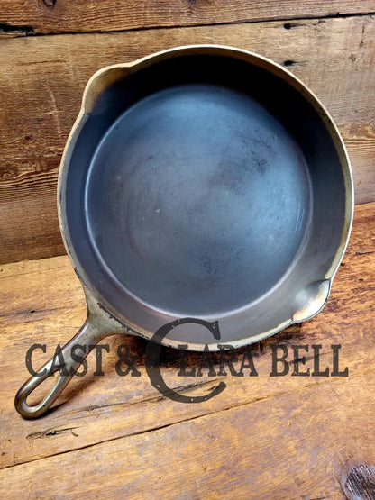 Workhorse 1910’S Erie #10 Third Series Skillet With Heat Ring 701. Unique Duo-Chrome Finish