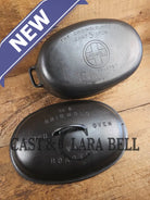 WOW WOW!!! 1920’s Griswold #5 Large Block Logo Oval Roaster. P/N 645 Bottom 645 Lid. Beautiful! Dutch Ovens Trivets &