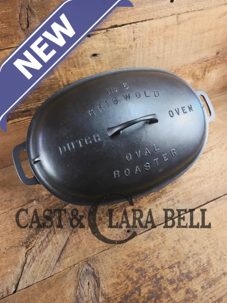 WOW WOW!!! 1920’s Griswold #5 Large Block Logo Oval Roaster. P/N 645 Bottom 645 Lid. Beautiful! Dutch Ovens Trivets &