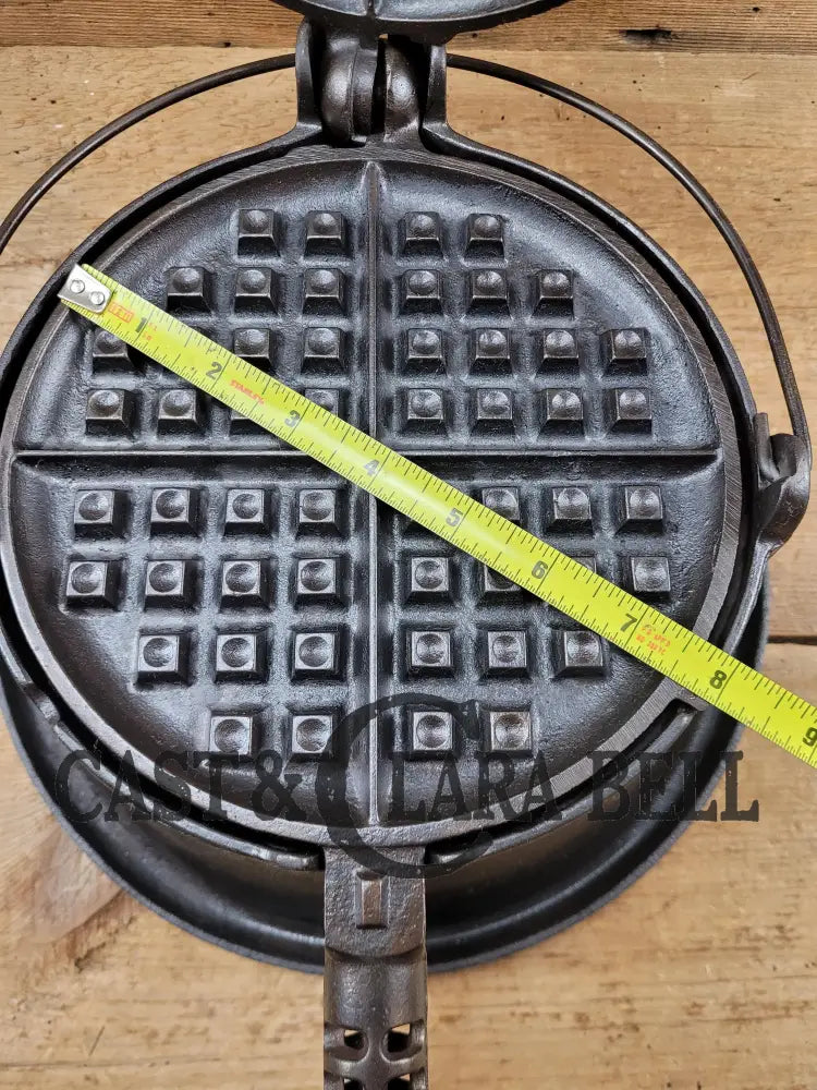 Wow! 1920’S Griswold No. 8 Cast Iron Waffle Maker (314/315) With Tall Base (Bailed Raised 88)!