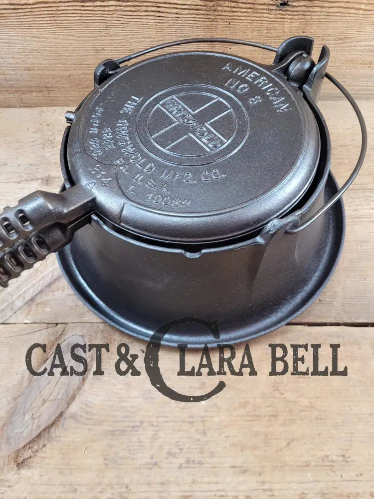 Wow! 1920’S Griswold No. 8 Cast Iron Waffle Maker (314/315) With Tall Base (Bailed Raised 88)!