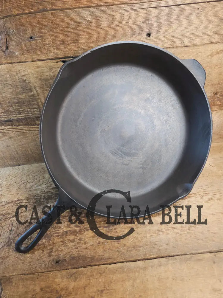 Wow. 1930-40’s era Lodge #12 Cast Iron Skillet with Three Notch Heat Ring. HUGE and perfect for large batch cooking