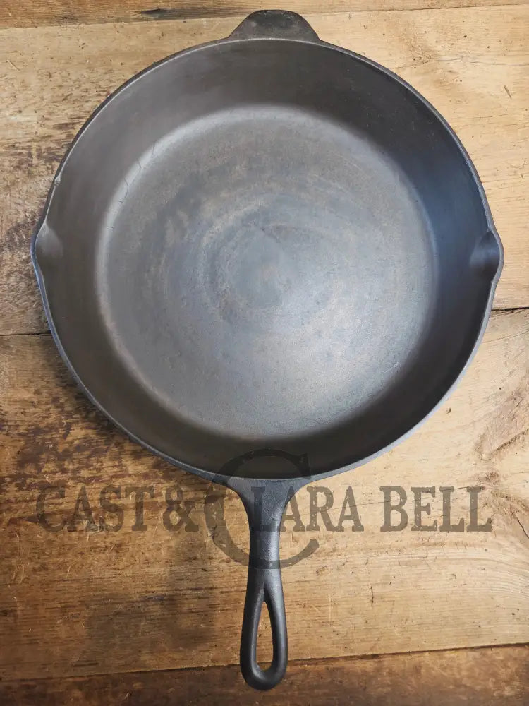 Wow. 1930-40’s era Lodge #12 Cast Iron Skillet with Three Notch Heat Ring. HUGE and perfect for large batch cooking