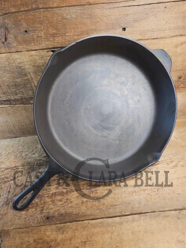 Wow. 1930-40’s era Lodge #12 Cast Iron Skillet with Three Notch Heat Ring. HUGE and perfect for large batch cooking