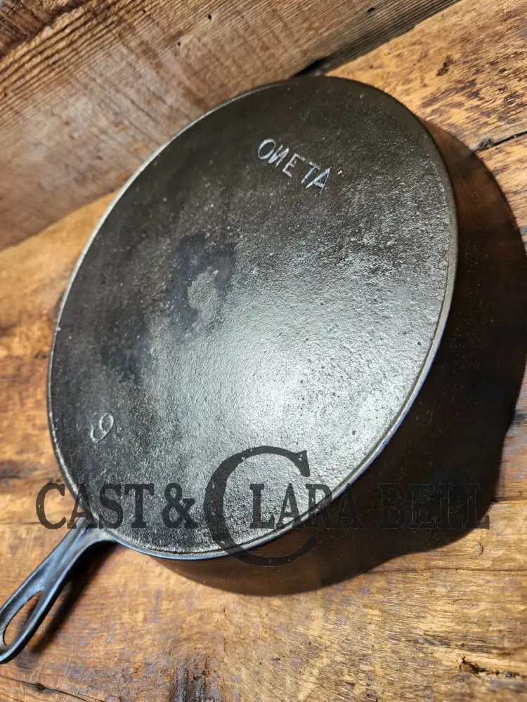 Wow! Backwards ’N’ Early 1900’S Wapak Made Oneta #9 Cast Iron Skillet! Skillet