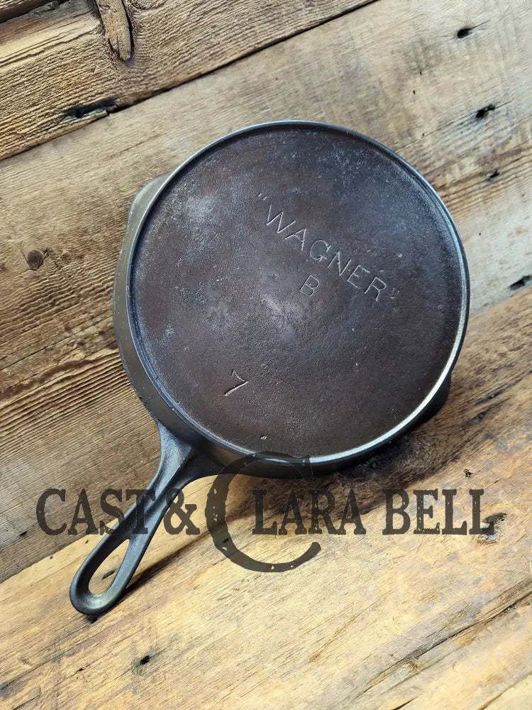 Wow. Early 1900’S Htf Wagner #7 Skillet With Heat Ring And Straight Logo.