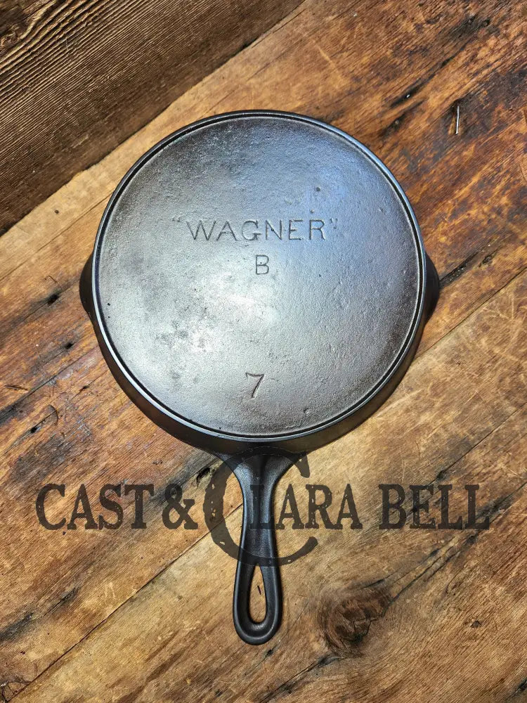 Wow. Early 1900’S Htf Wagner #7 Skillet With Heat Ring And Straight Logo.